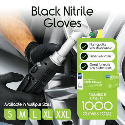 Inspire Black Nitrile Disposable Gloves | 4.5 Nitrile Disposable Safety Medical Cooking Cleaning Gloves - size: X-Large, style: Black - Case of 1000
