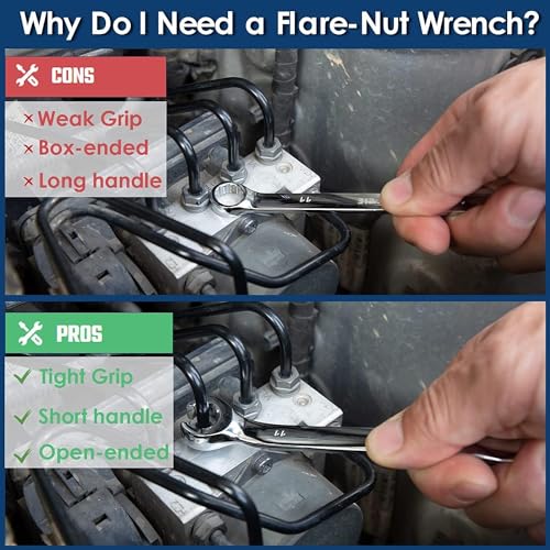 Auniwaig 8mm x 10mm Flare Nut Wrench Metric Double Open End | 15° Offset Ends, For Auto, Household, DIY Repairs - size: 8x10mm