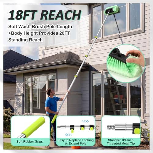 12ft 7PCS Car & RV Wash Brush Kit with Long Extendable Handle RV Car Truck Wash Kit with Hardness Brush Adjustable Chenille Mop Sponge Squeegee Tire Brushes Micro Fiber Towels Chenille Mitt for SUV