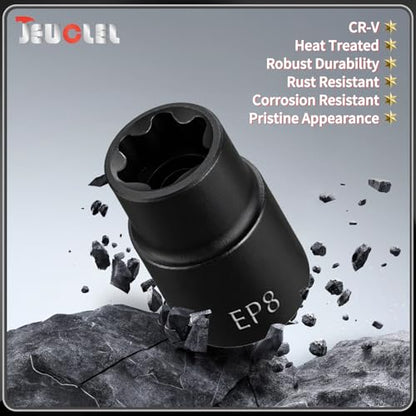 EP Socket EP8, 6 Point 1/4” Dr Female External E-Torx Plus Socket | EP Socket, Female External, E-Torx Plus Socket, External, Cr-V Steel, High Deformation Prevention - size: EP8