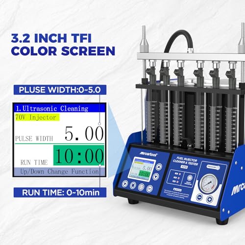 MR CARTOOL V310 Fuel Injector Cleaner Tester Machine, 110V/220V Fuel Injection System Cleaners with 6 Cylinders, Ultrasonic Clean Tool Kit for Diesel Gasoline Standard GDI/EFI/FSI Injectors - size: GDI V310