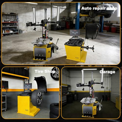 Tire Changer and Automatic Wheel Balancer Combo with Bead Blaster & Auto Measurement, 110V for 10-26" Rims, Professional Tire Shop Equipment