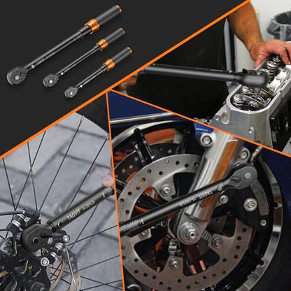 1/4 3/8 1/2-inch Drive Click Torque Wrench, 3Pcs 4-20Ft.lb, 5-45Ft.lb, 15-165Ft.lb Torque Wrench Set with ±3% Accuracy, 72-Tooth, Dual-Direction for Bike, Motorcycle, Car Repair - size: 4-20+5-45+15-165 ft.lb (3 PCS), style: 1/4+3/8+1/2-Inch