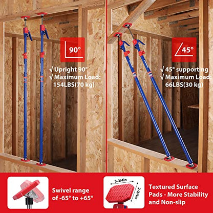 WORKPRO Cabinet Jack Support Pole, 54-114 Inches Steel Telescopic Quick Support Rod Adjustable 3rd Hand Support System with 154 lbs Capacity for Cabinet Jack, Drywall Jack& Cargo Bars, 4-Pack - size: Long-54"-114" 4PC
