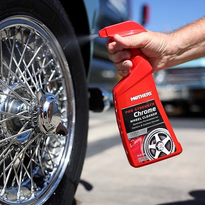Mothers Pro-Strength Chrome Wheel Cleaner, 24 oz. (05824) | Safely Cleans Chrome & Roughcast Aluminum Mag Wheels, Removes Brake Dust, Grease, Dirt & Grime with Easy Spray-On, Hose-Off