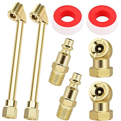 Hromee 8 Pieces Air Chuck Set with Dual Head Tire Chuck, Closed Ball Air Chuck and 1/4 Inch Male Air Plug, Heavy Duty Air Compressor Tire Inflation Tool