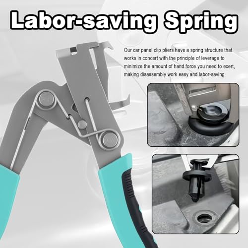 Upgraded Car Clip Pliers and Disassembly Tools with Plastic Rivets,Labor-Saving Automotive Clip Removal Tool with Non-damaging/Spade Jaws,Non-Slip Car Panel Clips Removal Pliers