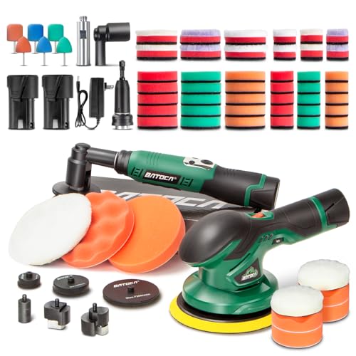 BATOCA S3 Cordless Car Buffer Polisher&S6 Mini Cordless Polisher for car Detailing, 2pcs 2.0Ah 12V Lithium-ion Universal Batteries, 0mm Rotary Polisher, 3&12mm Dual Action Polisher, Combo Kit, 2-in-1 - size: S3+S6 Combo kit with 2 batteries