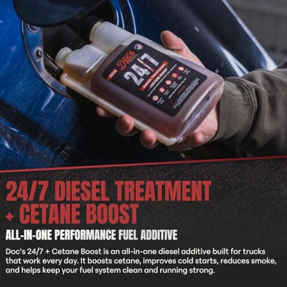 Doc's Diesel 24/7 Cetane Boost + Interval Diesel Treatment + Oil Friction Treatment Kit – Fuel System & Engine Protection – Cleans Injectors, Reduces Wear, Improves MPG (16 oz + 12 oz + 16 oz) - size: 24/7 + IDT + Oil Friction Treatment
