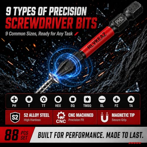 88-Piece Impact Driver & Magnetic Screwdriver Bit Set, S2 Steel Security Torx Hex Phillips Square Triangle Slotted Bits, Mini Ratchet Wrench, Magnetic Bit Holders & Nut Driver, 1/4'' Hex Shank - style: 88-Piece Impact Screwdriver Bit Set, S2 Steel Securit