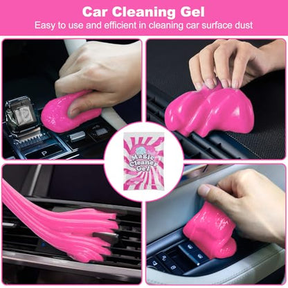 TTRCB Car Detailing Cleaning Kit Interior Cleaner, Car Detailing Brush Set, Pink Car Accessories Essentials for Women, Car Cleaning Gel, Car Cleaning Supplies Tools Stuff for RV, SUV, Interior