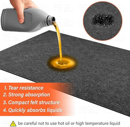 60 X 72 In Garage Floor Mat Under Car,Oil Spill Mat,Premium Maintenance mat | Waterproof Rubber Backing Layer Protects Garage Floor Surface - size: GFM-60x72IN