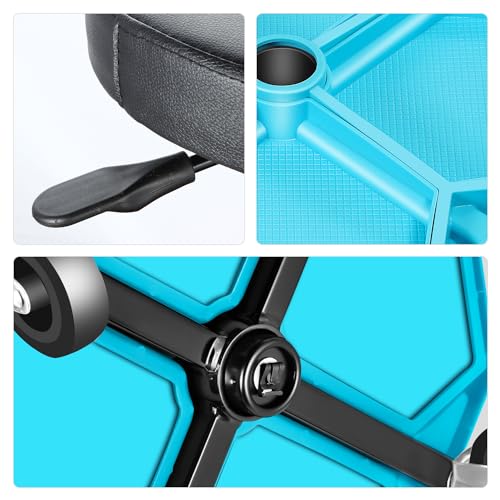 DNA Motoring Adjustable Height Pneumatic Garage Seat Rolling Mechanic Stool with Tool Tray Storage,300lbs Max Weight Capacity, Blue,TOOLS-00480 - color: Blue