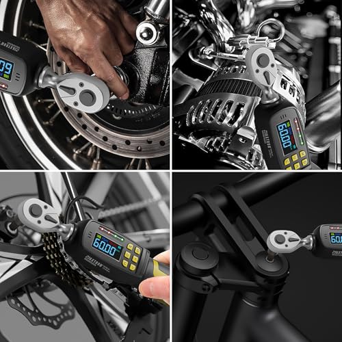 3/8" Drive Digital Torque Wrench, 1.4-44 Ft.lbs (1.8-60 Nm) | ±2% Accuracy Electronic Torque Wrench with Dual Direction Ratchet, Buzzer and LED Indicator, for Motorcycle & Spark Plugs - size: 3/8" 60Nm
