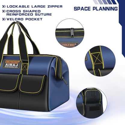 Tool Bag 2-Pack Set | AIRAJ 14" & 16" Portable Tool Bag | Wide Mouth Tool Bags for Men and Women | Small Tool Tote | Tool Organizer for Home Repairs,Garage Storage,Professional Work | Tool Box - size: 14"+16"