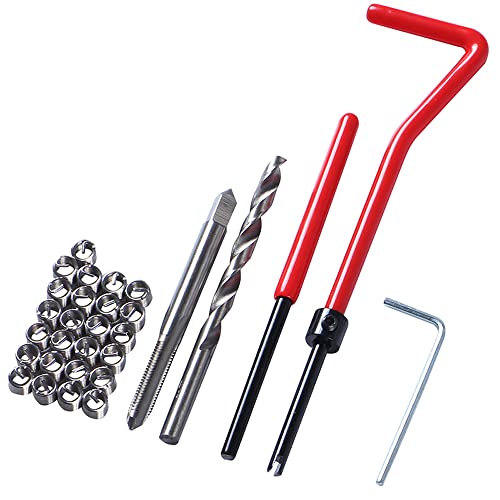30 PCS Stainless Steel Thread Repair Kit M5x0.8mm Metric Thread Repair Insert Kit Compatible Hand Tool Set for Auto Repairing