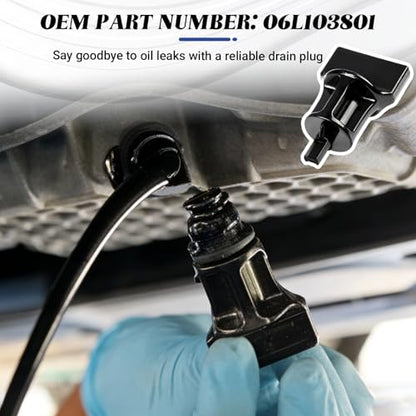 7PCS Car Engine Oil Drain Plug with Oil Drain Plug Removal Tool, No Leak Oil Drain Plug Repair Kit OEM 06L103801 Compatible with Volkswagen 1.8L 2.0L Petrol Audi Seat Golf Passat Tiguan