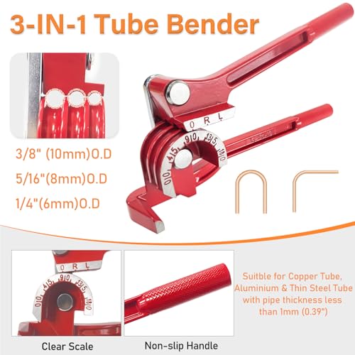 3/16 Inch Brake Line Kit Include 25 FT Copper-Plated Brake Lines with 20pcs Fitting, Single Flare Tool, Brake line Bender and Tube Cutter, 3/16 Inch Brake Line Tools kit