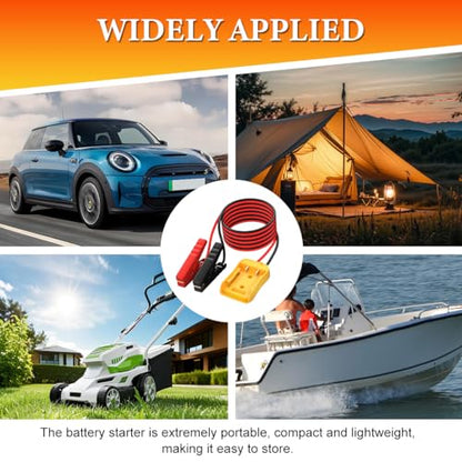 2FT 8AWG Car Jumper Cables with Adapter, Portable Vehicle Power Booster Cables, Automotive Battery Jumper Starter for Jump Starting Using Tool, Compatible with 20V Battery - size: 2FT