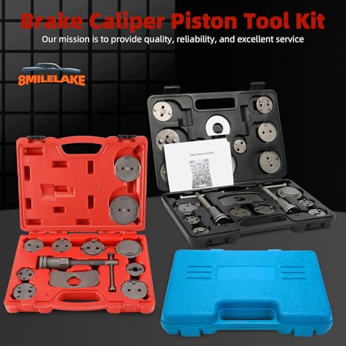 8MILELAKE 12pcs Disc Brake Caliper Compression Wind Back Tool Kit, Heavy Duty Brake Piston Caliper Compression Tool Set for Brake Pad Replacement Fit For Most American, European, Japanese Autos