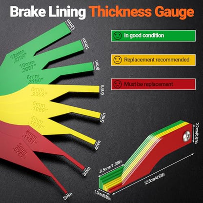 Preciva Tire Tread Depth Gauge & Brake Lining Gauge Set, Digital Tire Depth Gauge with Large LCD Display and in, MM, F Conversion, for Tread Depth, Brake Shoe and Pad Wear - color: Black