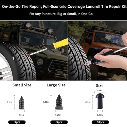 Tire Repair Kits Tubeless Tire Puncture Repair Kit with Mushroom Plug, Repairs punctures and Flat Tires for Motorcycles, Cars, Trucks, ATVs,Gun Puncture Repair Kit（34-Piece ） - color: Black+34