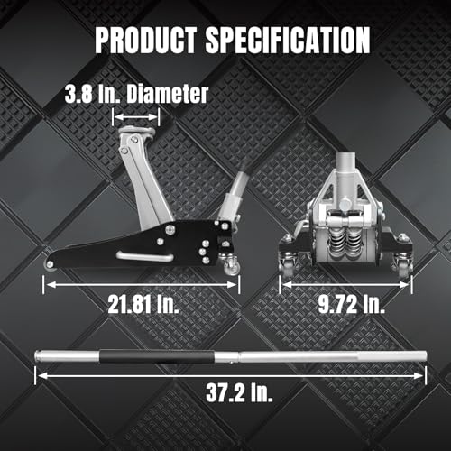 Torin TAM815016L Hydraulic Low Profile Aluminum and Steel Racing Floor Jack with Dual Piston Quick Lift Pump, 1.5 Ton (3,000 lb) Capacity, Black - size: 1.5 Ton (3,000 lb), style: Aluminum and Steel