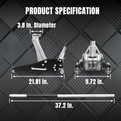 Torin TAM815016L Hydraulic Low Profile Aluminum and Steel Racing Floor Jack with Dual Piston Quick Lift Pump, 1.5 Ton (3,000 lb) Capacity, Black - size: 1.5 Ton (3,000 lb), style: Aluminum and Steel