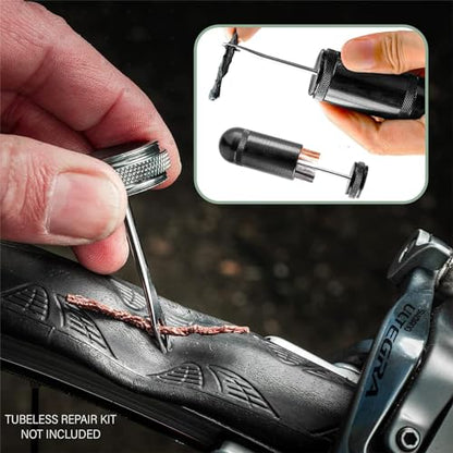 ATEN Tubeless Bike Tire Repair Kit for MTB and Road Bicycle Tires, Fix a Puncture or Flat, Includes Plugger Tool and Plugs - 5 Bacon and 5 Black Strips