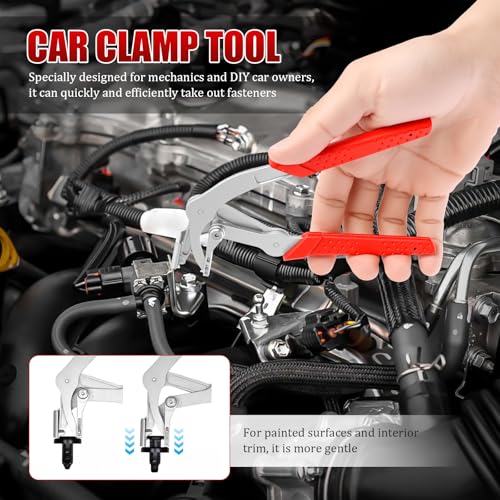 Car Clip Pliers and Trim Removal Tool, Heavy Duty Panel Clip Removal Pliers, Stainless Steel Leverage Design Non Slip Handle, Auto Fastener Rivet Remover for Door Panel Interior and Exterior Trim