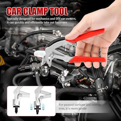 Car Clip Pliers and Trim Removal Tool, Heavy Duty Panel Clip Removal Pliers, Stainless Steel Leverage Design Non Slip Handle, Auto Fastener Rivet Remover for Door Panel Interior and Exterior Trim