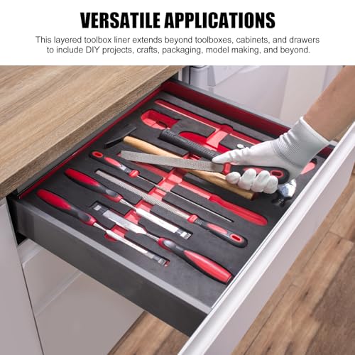 4 pcs Tool Box Foam 17.3x12x1.8 inch Tool Foam Inserts for Cases Box Organizer for Toolbox Cabinet Chest Drawer Storage Craft - size: 15.75x11x1.57 inch