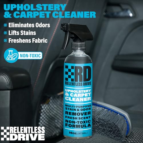 Relentless Drive Car Carpet & Upholstery Cleaner Kit – Seat Cleaner | Car seat shampoo, upholstery stain remover, carpet cleaning kit with brush