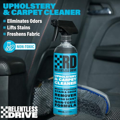 Relentless Drive Car Carpet & Upholstery Cleaner Kit – Seat Cleaner | Car seat shampoo, upholstery stain remover, carpet cleaning kit with brush