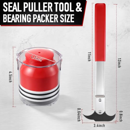 Seal Puller Tool & Bearing Packer Kit, Heavy Duty Wheel Bearing Grease Packer and Universal Gasket Remover Tool Set for Wheel Hub Lubricant Filling and Gasket Removal Automotive Repair(Heavy Duty) - style: Heavy Duty