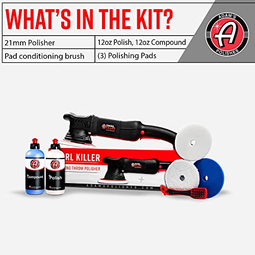 Adam's Polishes Swirl Killer 21mm Polisher Kit (7 Item) - Orbital Polishing Paint Correcting Buffer Tool - Scratch Remover, Correcting Polish - Use Post Car Wash Clay Bar & Pre Wax or Ceramic Coating - size: Polishing Kit (7 Items)
