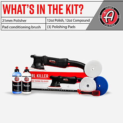 Adam's Polishes Swirl Killer 21mm Polisher Kit (7 Item) - Orbital Polishing Paint Correcting Buffer Tool - Scratch Remover, Correcting Polish - Use Post Car Wash Clay Bar & Pre Wax or Ceramic Coating - size: Polishing Kit (7 Items)