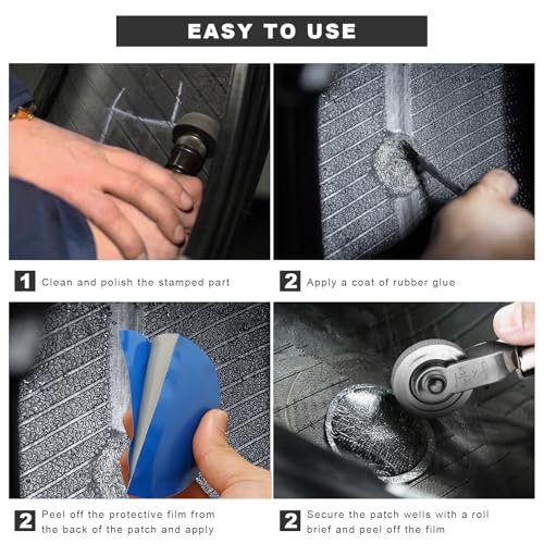 60PCS Tire Patch Kit, 32mm 42mm 58mm Round Rubber Tire Patches with Roller, Universal Tube Patch Tyre Puncture Repair Stitcher Tool for Car Truck Motorcycle Bicycle