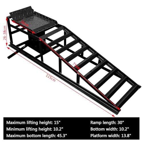 2 Pack Hydraulic Car Ramps 5T 11000lbs Low Profile Vehicle Lift Ramps | Heavy Duty for Truck Trailer Garage Service Adjustable Hydraulic Car Ramps for Automotive Maintenance (Black)