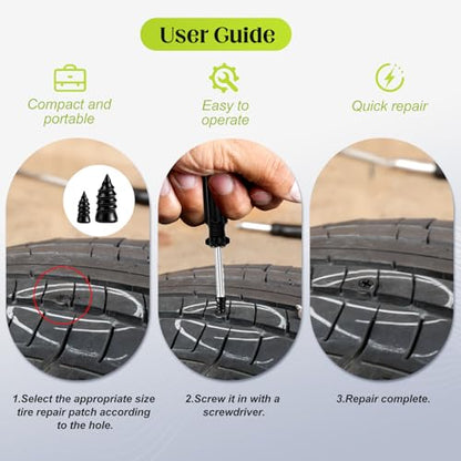 NACHLYNN 40 Pcs Tire Repair Rubber Nail Kit Tire Repair Nails with 2 Sizes and Screwdriver for Car Motorcycle Truck
