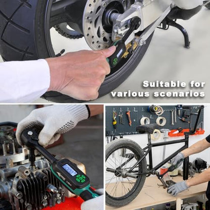 AEROFORCE Digital Torque Wrench - 3/8 Inch Drive Electric Torque Wrench (3-60Nm), Features Dual-Direction Ratchet, ±2% Accuracy, Buzzer & LED Alerts, 4-Measurement Unit (Nm/lb.ft/in.lb/kgf.cm) - style: 3/8’’ 2.21-44.25 lb.ft