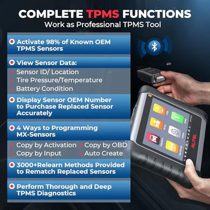 Autel MaxiCOM MK808S-TS Scanner, Complete TPMS Check/Activate/Relearn Tool, Same as MX808S-TS MK808Z-TS, 28+Service, BT Full System Scan, Bidirectional, FCA AutoAuth,Upgrade of MK808BT PRO MK808S