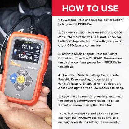 Power Probe Parasitic Draw Monitor with OBDII Connection (PPDRAW)