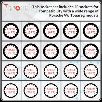 20PCS Wheel Lock Nut Key Kit Compatible with Porsche VW Touareg | Wheel Lock Nut Socket Adapter Set, Anti-Theft Lug Removal Tool, Anti-Theft Screw Remover, Repair Tool, Tyre Fitting, garage - color: 20PCS