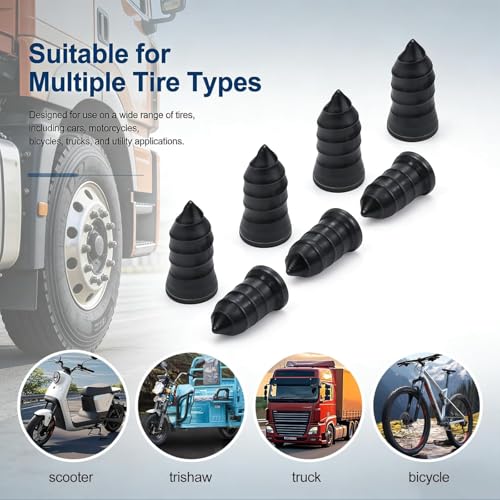 70 PCS Tire Repair Rubber Nail Kit, Vacuum Tire Repair Kits Spiral Rubber Screws, Quick Self-Service Tool for Car, Truck, Motorcycle, Tractor Tire Puncture Repair (70 PCS Screwdriver included)