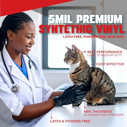 London Labs Black Synthetic Vinyl Exam Gloves Powder Free and Latex Free - size: Large, style: 1000 Count