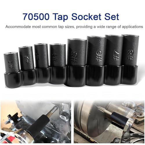 Tap Socket Set – 70500, 8-Piece Tap Sockets for 1/4" & 3/8" Drive, Fits MCTI Standard Taps up to 1/2", 1/8" NPT, and Metric Taps to 12mm