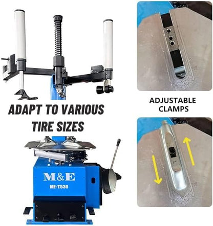 ME-T530Z & ME-B620 Tire Changer and Wheel Balancer Combo, Wheel Balancer with Pedal Inflation Gauge, Double Assist Arm Rim Clamp Machine, Alloy Steel Jaw and Stainless Mounting Head - color: Blue530+620