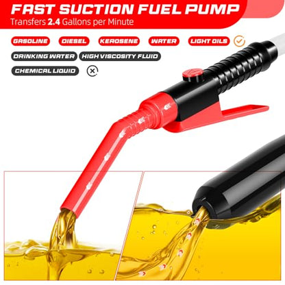 Portable Transfer Pump Battery Operated Electric Siphon Pump for Gas, Fuel, Diesel, Water Transfer 2.4 GPM Flow Oil Extractor, 47 Inches Hose-Easy to Use Hand Fuel Pump, Multi-Use Transfer Pump(Red) - color: 1 Pack Red 2