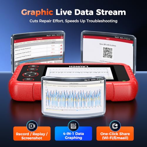 Launch OBD2 Scanner CRP123X V3.0 Elite,7 Resets Scan Tool,Lifetime Update | CANFD/DoIP,FCA SGW,Oil/Brake/BMS/SAS/D PF/ABS/Throttle Reset,Multi System,Graphic Live Data,Battery Test,Auto VIN,Android 8.1